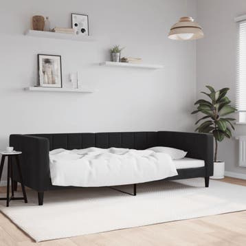 vidaXL Slaapbank 100x200 cm fluweel zwart, 100 cm, Eenpersoons, Verzenden, Zwart