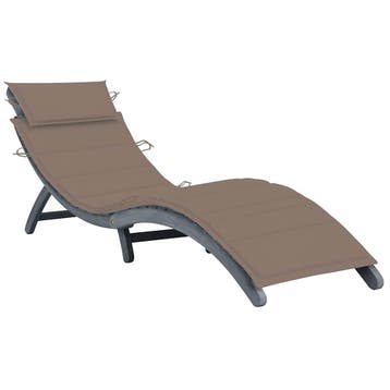vidaXL Ligbed met kussen massief acaciahout grijs, Tuin en Terras, Verzenden, Nieuw