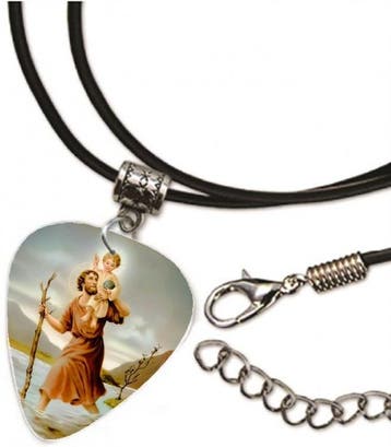 Plectrum ketting leer Heilige Christoffel, Ophalen of Verzenden, Nieuw, Kleding