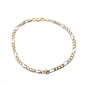 Bicolor gouden Figaro schakelarmband, Ophalen of Verzenden, Gebruikt, Overige kleuren, Goud