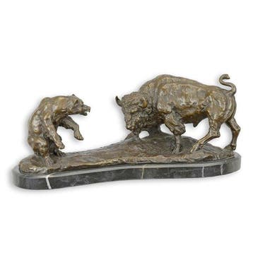 sculptuur, Elegant Bronze Composition “Bull and Bear” — in