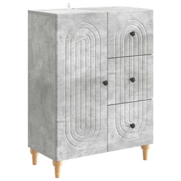 vidaXL Dressoir met lade Betongrijs 66 x 34,5 x 90 cm, Verzenden, Nieuw, Overige houtsoorten, Minder dan 50 cm