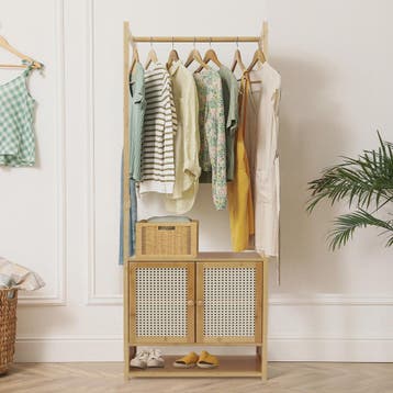 Kledingrek met Kast - Vrijstaand Bamboe Kledinghanger Meubel, Verzenden, Nieuw