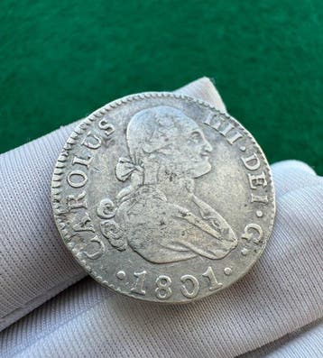 Spanje. Carlos IV. 2 Reales 1801 Sevilla CN (Zonder