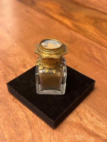 Parfumfles - glas,metaal, parelmoer - Parfumfles uit de