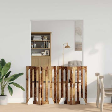 vidaXL Opvouwbaar huisdierhek 4 st Eikenhout 201 x 38 x 90, Dieren en Toebehoren, Verzenden, Nieuw