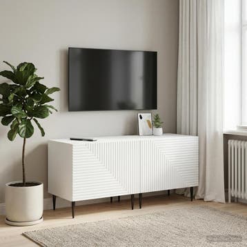 vidaXL Tv-meubel Wit Bewerkt hout, Huis en Inrichting, Minder dan 50 cm, Verzenden, Nieuw, Minder dan 100 cm