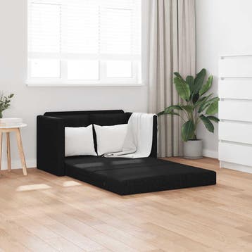 vidaXL Slaapbank vloermodel 2-in-1 112x174x55 cm stof zwart, Verzenden, Nieuw, Stof, Minder dan 150 cm