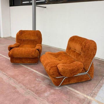 Fauteuil (2) - Fluweel, Staal, IJzer, Aluminium, Metaal -, Nieuw