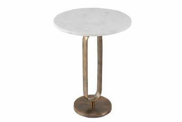 Ronde bijzettafel ELEGANCE 60cm witgoud antiek marmer metaal, Huis en Inrichting, Ophalen of Verzenden, Nieuw