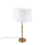 Bronze tafellamp met linnen kap wit 35cm - Parte, Huis en Inrichting, Lampen | Tafellampen, Verzenden, Nieuw, Classic-antique
