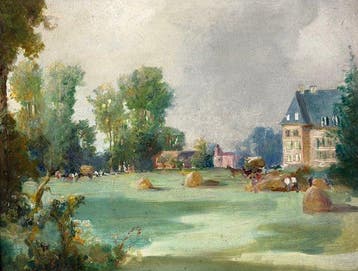 Franse school (XX) - A chateau near Caen, France. No