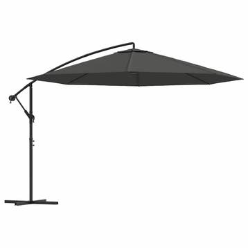 vidaXL Zweefparasol met stalen paal 350 cm antracietkleurig, Verzenden, Nieuw, 2 tot 3 meter, Zweefparasol