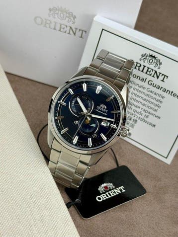 Orient - Stretto Sun & Moon Automatic Day/Date Silver/Blue -, Nieuw