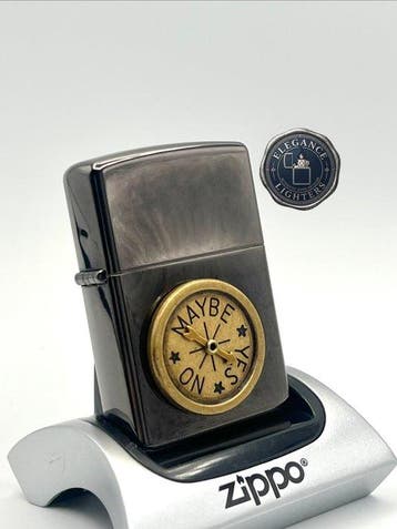 Zippo - Spinner Emblem Fortune Teller - Black Ice Finish, Nieuw