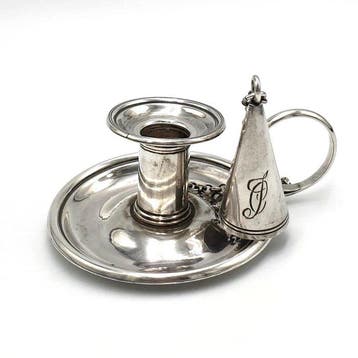 Kandelaar - Zilver - zilveren sigarettenhouder, Antiek en Kunst