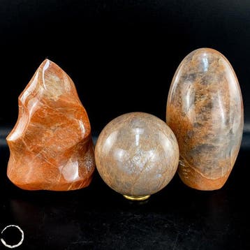 Exclusieve set van natuurlijke perzikmaansteen – Warme
