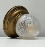 Plafondlamp - Glas, Messing - Art Deco Plafonnière, Antiek en Kunst