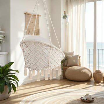 Hangstoel Samira - beige, Verzenden, Nieuw