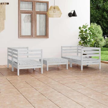 vidaXL 5-delige Loungeset massief grenenhout wit, Verzenden, Nieuw, Loungeset