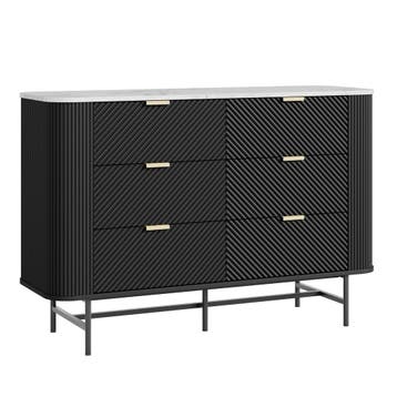 Ladekast Olvehok met 6 lades 81x120x40 cm marmerlook wit en, Verzenden, Nieuw