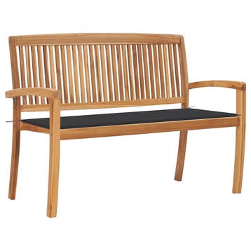 vidaXL Tuinbank stapelbaar met kussen 128,5 cm massief, Verzenden, Nieuw, Teakhout
