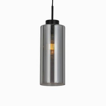 Art Deco hanglamp zwart met smoke glas - Laura, Verzenden, Nieuw, Glas, Art Deco