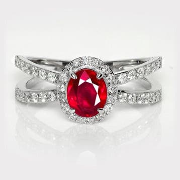 Zonder minimumprijs - Ring - 18 karaat Witgoud, GIA 1,00 ct, Nieuw