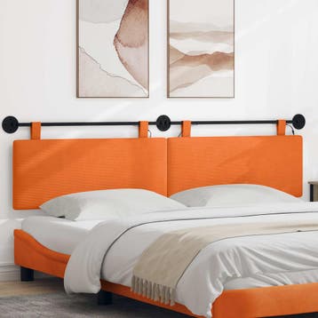 vidaXL Hangend hoofdbord Met LED-verlichting Oranje Katoen, Huis en Inrichting, Verzenden, Nieuw