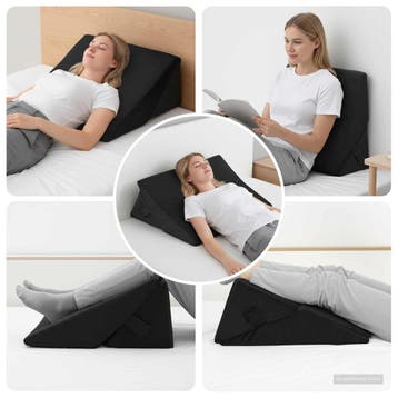 vidaXL Wedge Kussen Zwart 55 x 55 x 26 cm Traagschuim, Verzenden, Nieuw, Zwart
