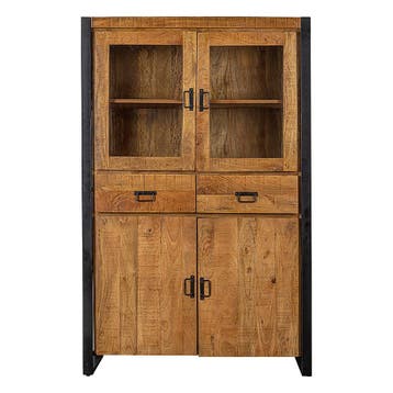 Vitrinekast Mangohout Britt 115 cm, Huis en Inrichting, Kasten | Vitrinekasten, Verzenden, Nieuw, Overige houtsoorten, Industriële meubels