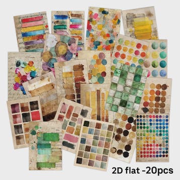 20 Vintage Aquarel Verf Swatch Postkaarten Set - Decoratieve, Verzenden, Gelopen