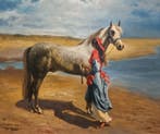Francisco Peinado (XX) - Paseando por la playa, Antiek en Kunst
