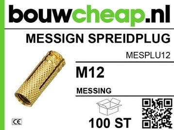 Messing spreidplug M12 (100 st.), Verzenden, Nieuw