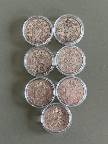 Nederland. Serie van 7 zilveren 2½ Gulden (Zonder