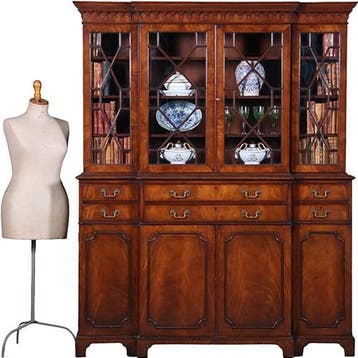 Kleine mahonie break front met 8 deuren en 6 laden ca 1920 N, Antiek en Kunst, Ophalen of Verzenden