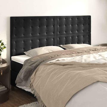 vidaXL Hoofdbord zwart 180x5x118/128 cm fluweel, Verzenden, Nieuw, Zwart, Stof