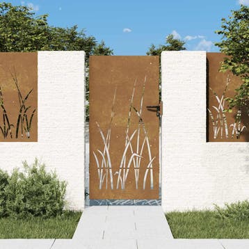 vidaXL Poort 85x200 cm grasontwerp cortenstaal, Verzenden, Nieuw
