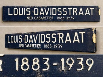 Metalen straatnaambord ‘Louis Davidsstraat’ – donkerblauw