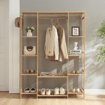 [en.casa] Kledingkast Ilomantsi bamboe open kast 165x122x35, Verzenden, Nieuw