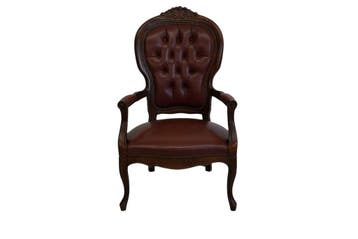 Klassieke Chesterfield fauteuil – houten armstoel met bordea, Huis en Inrichting, Ophalen of Verzenden, Nieuw
