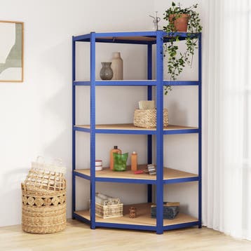 vidaXL Hoekrek 5-laags staal & bewerkt hout antracietkleurig, Huis en Inrichting, Kasten | Stellingkasten, Verzenden, Nieuw