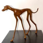 Abdoulaye Derme - sculptuur, Chien Lévrier élancé - 29 cm -