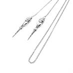 Antiek zilveren ketting met breipendoppen, Sieraden, Tassen en Uiterlijk, Kettingen, Ophalen of Verzenden, Gebruikt, Overige kleuren
