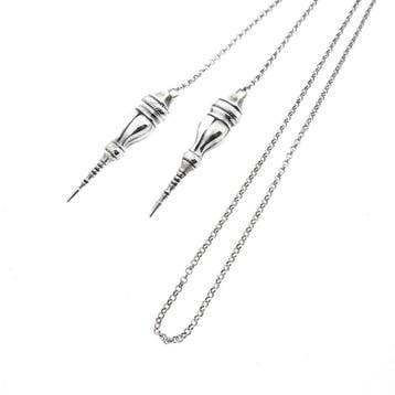 Antiek zilveren ketting met breipendoppen, Ophalen of Verzenden, Gebruikt, Zilver, Zilver