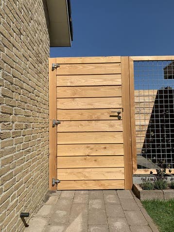 Luxe tuinpoort Douglas Zweeds rabat  -   Maatwerk mogelijk, 100 tot 150 cm, Nieuw, Ophalen of Verzenden, Draaipoort