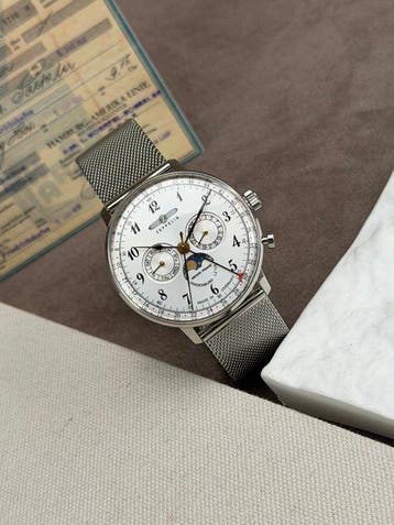 Zeppelin - Moonphase - triple Date - Silver - Zonder, Nieuw