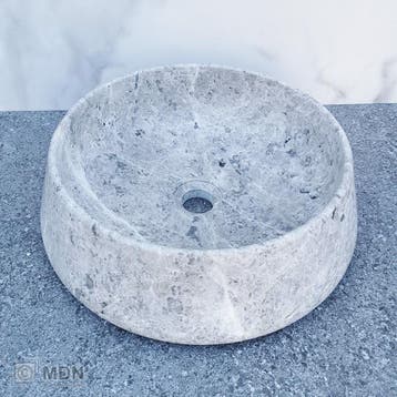 Ronde waskom marmer grijs Tundra Grey, Verzenden, Nieuw