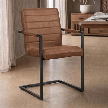 *WOONWINKEL* Tower Living Rocca Stoere Eetkamerstoel Industr, Verzenden, Nieuw, Bruin, Stof