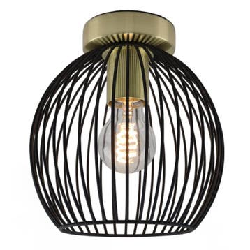 Industriële zwart met gouden plafondlamp Wiro Bolvormig, Ophalen of Verzenden, Nieuw, Metaal
